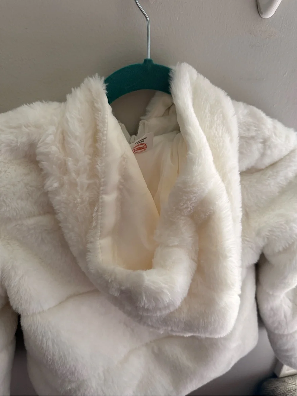 wonder nation White Faux Fur Hooded Puffer Jacket